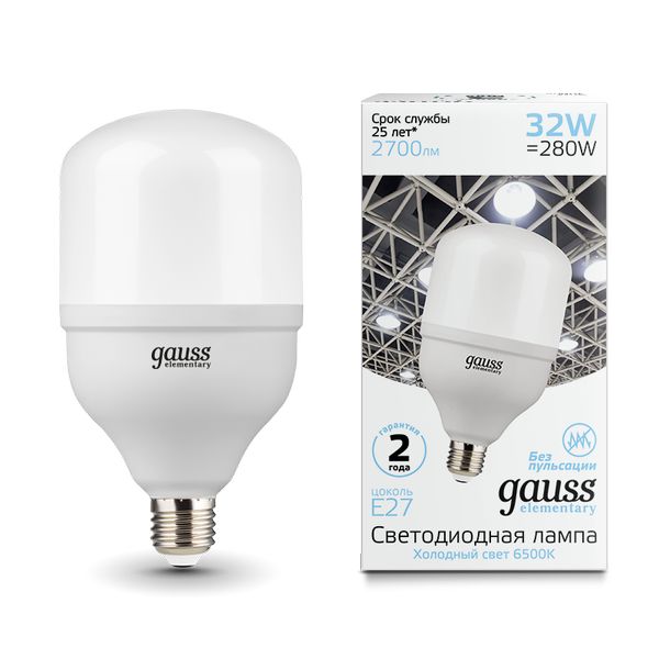Лампа LED Gauss Elementary T100 32W 2700lm 6500K E27