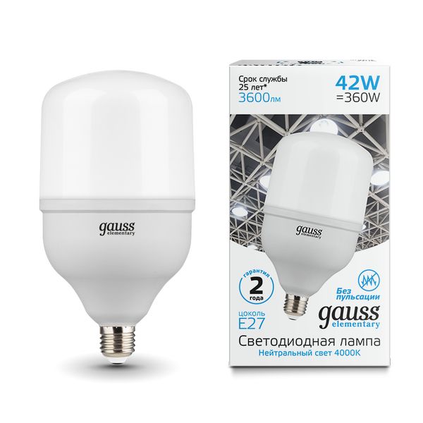 Лампа LED Gauss Elementary T120 42W 3600lm 4000K E27