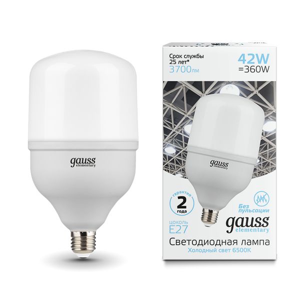 Лампа LED Gauss Elementary T120 42W 3700lm 6500K E27 фото