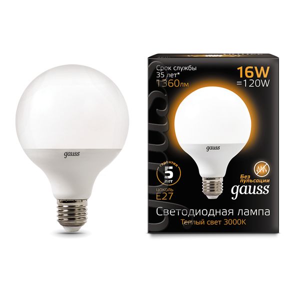 Лампа LED Gauss G95 16W 1360lm 3000K E27