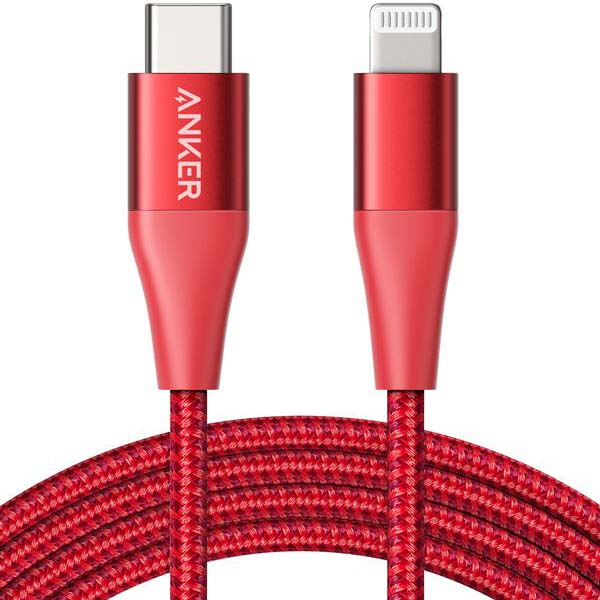 Кабель USB Type-C Anker PowerLine+II USB-C LTG 6ft красный фото