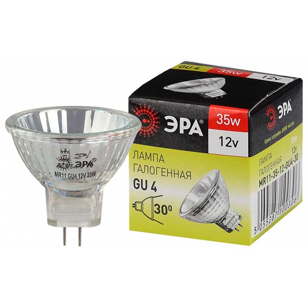 Галогенная лампа ЭРА GU4-MR11-35W-12V-30CL