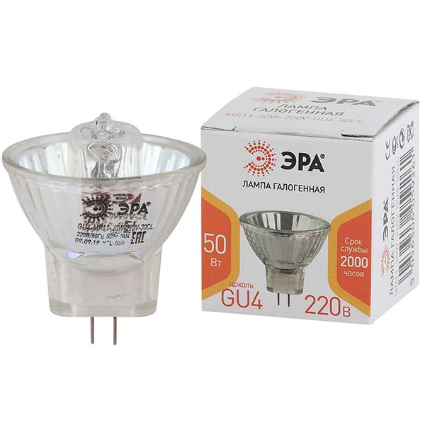 Лампа ЭРА GU4-MR11-50W-220V-30CL