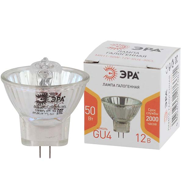 Лампа ЭРА GU4-MR11-50W-12V-30CL