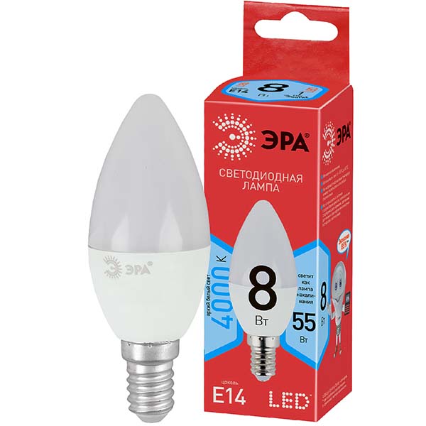 Лампа ЭРА ECO LED B35-8W-840-E14 фото