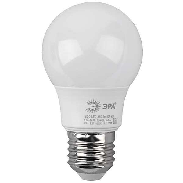 Лампа ЭРА ECO LED A55-8W-827-E27 фото
