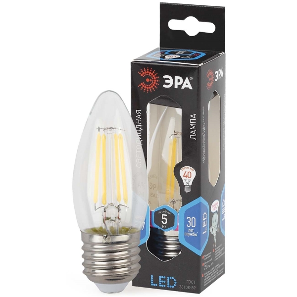 Лампа ЭРА F-LED B35-5W-840-E27 фото