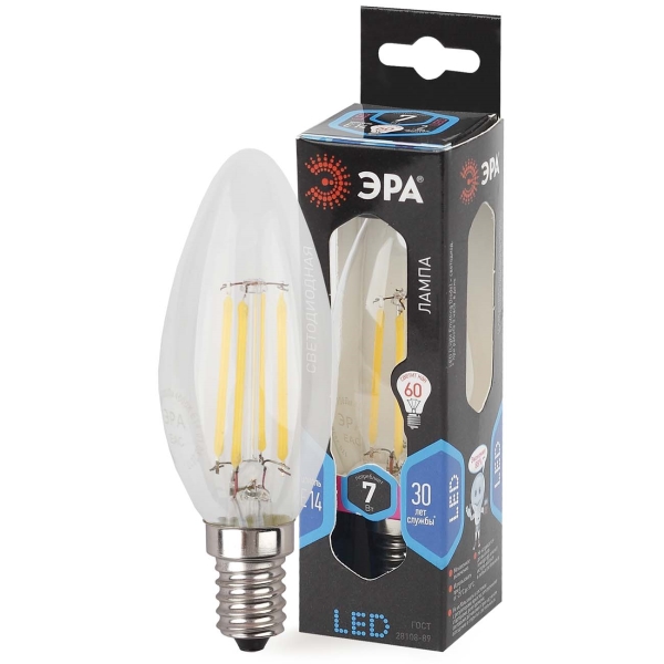 Лампа ЭРА F-LED B35-7W-840-E14 фото