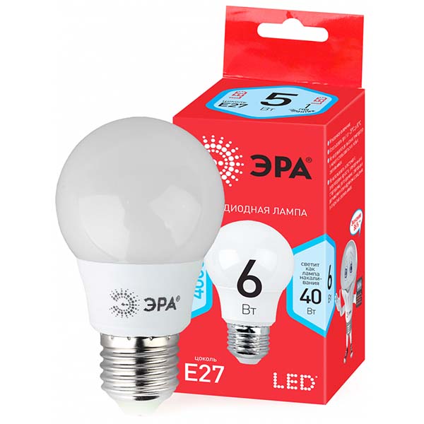 Лампа ЭРА ECO LED A55-6W-840-E27 фото
