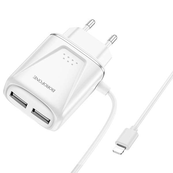 Сетевое З/У для iPod, iPhone Borofone BA50A&nbsp;Beneficence&nbsp;белый