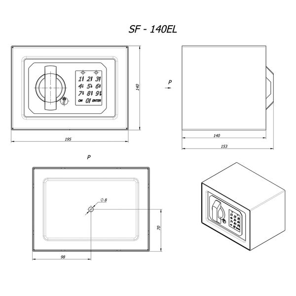 Сейф Brabix SF-140EL, 14x19,5x14см (291141)