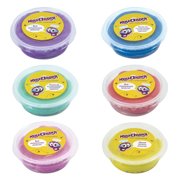 Масса д/лепки Юнландия 6 цветов, застывающая (105019)