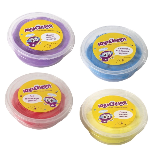 Масса д/лепки Юнландия 4 цвета, застывающая (105020)
