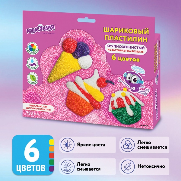 Пластилин Юнландия 6 цветов (105027)