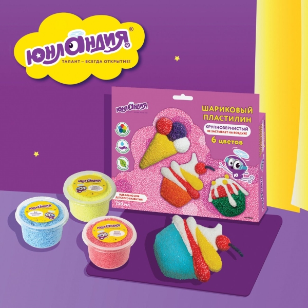 Пластилин Юнландия 6 цветов (105027)