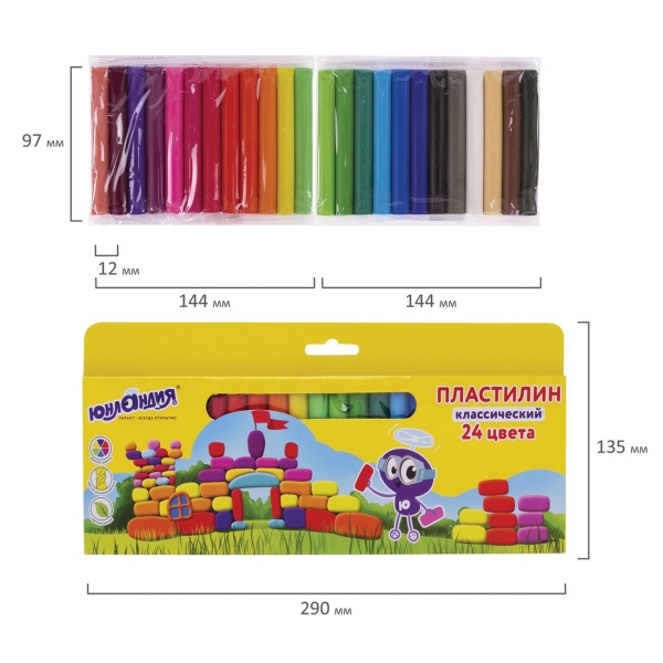 Пластилин Юнландия 24 цвета (105031)