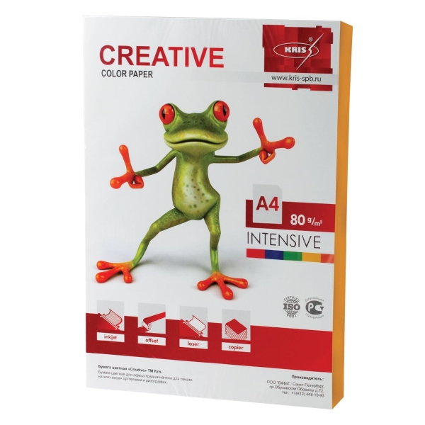 Бумага Creative А4, 80г/м, 100л, интенсив, оранжевая (110506)