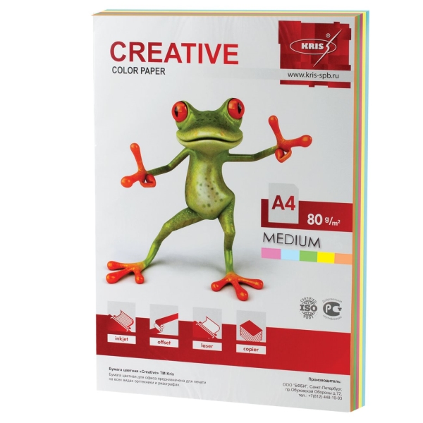 Бумага Creative А4, 80г/м, 100л, 5цв.х20л (110511)