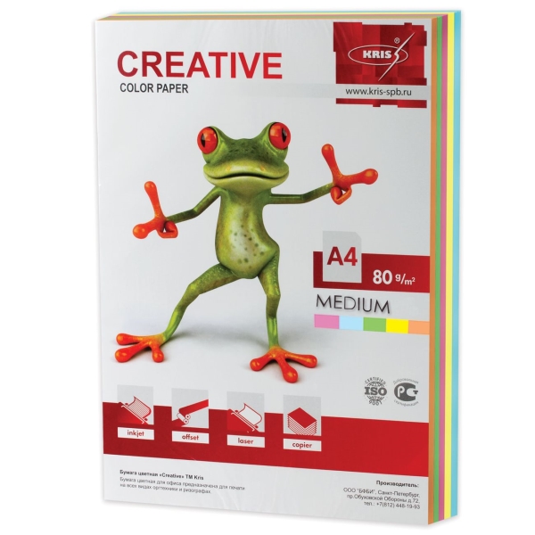 Бумага Creative А4, 80г/м, 250л, 5цв.х50л (110512)