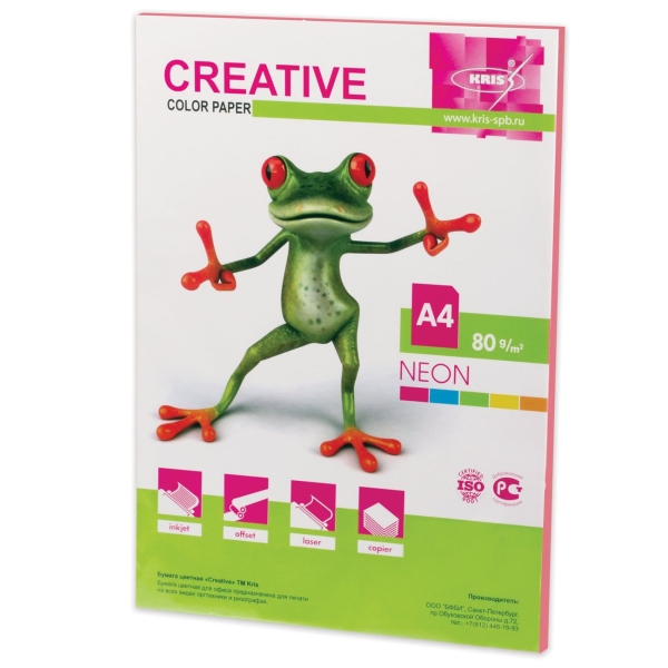 Бумага Creative А4, 80г/м, 50л, неон, розовая (110514)