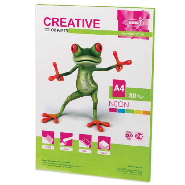 Бумага Creative А4, 80г/м, 50л, неон, салатовая (110516)