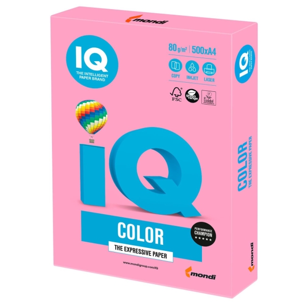 Бумага IQ color А4, 80 г/м, 500л, пастель, розовая (110675)