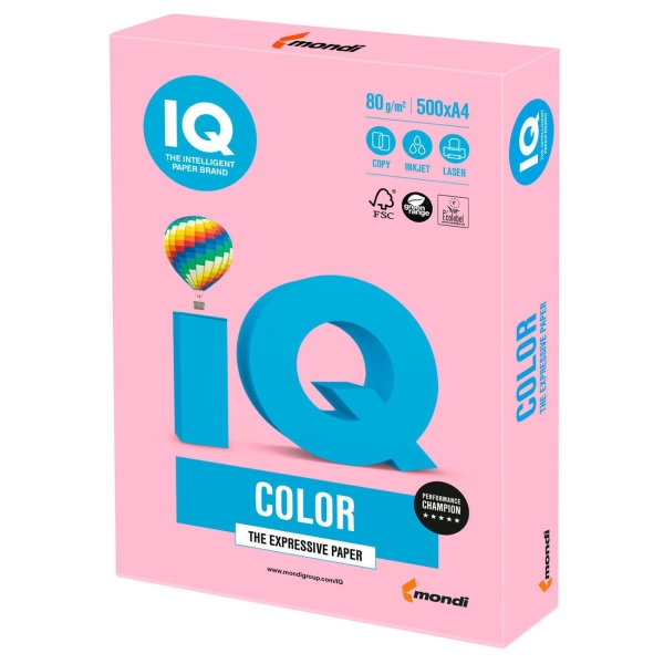 Бумага IQ color А4, 80 г/м, 500л пастель, розов.фламинго (110676)