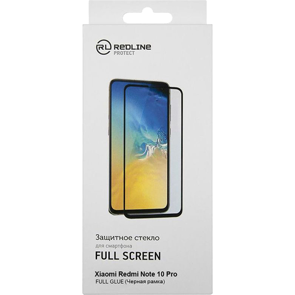 Защитное стекло Red Line Redmi Note 10 Pro Full Screen FULL GLUE черный фото