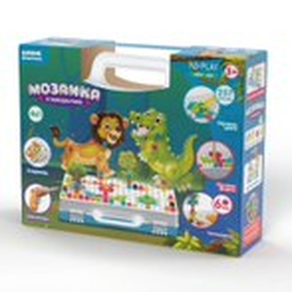 Конструктор детский ND Play Мозаика в чемоданчике 4в1. Дикие животные