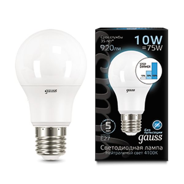 Лампа LED Gauss A60 10W 920lm 4100K E27(10шт)