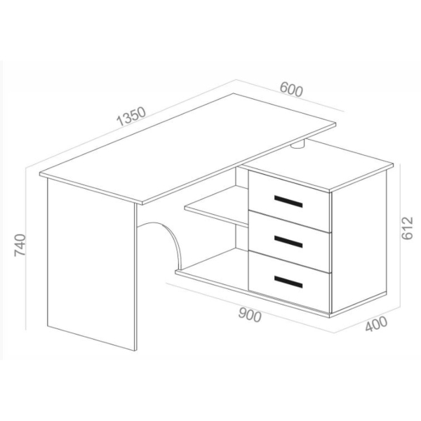 Стол компьютерный Сокол Меб.фабрика КСТ-09 Левый Бетон/белый