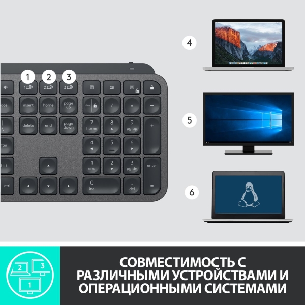 Клавиатура беспроводная Logitech MX Keys Graphite (русская раскладка)
