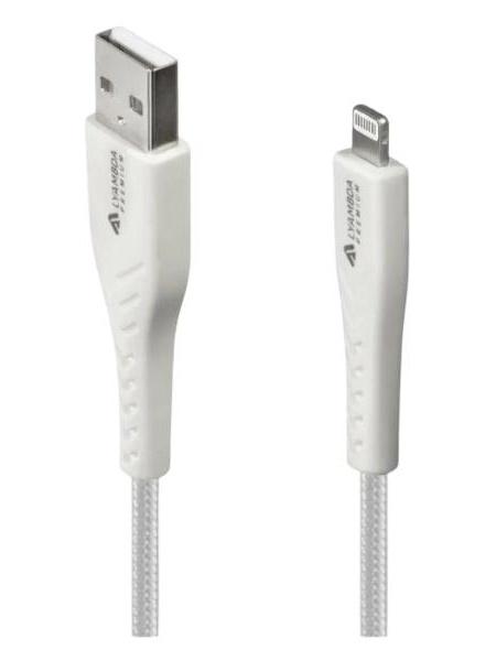USB-кабель, MFI, Type-A(m)/Lightning(m), 2,4A, 1м, белый, [LALm10-WH] фото