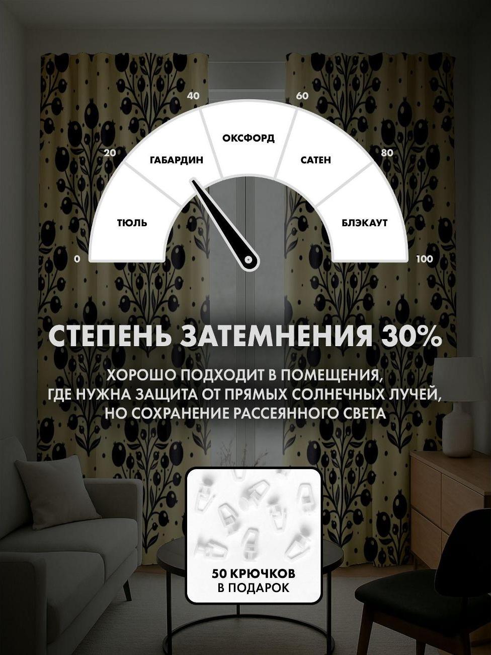 Фотошторы&nbsp;3D&nbsp;комплект / Бесшовный узор: чёрные ягоды фото