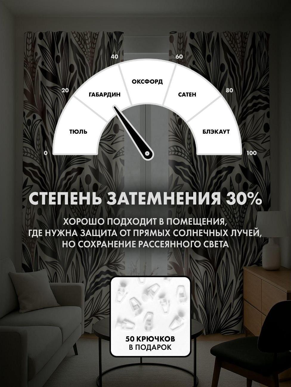 Фотошторы&nbsp;3D&nbsp;комплект / Растительный орнамент: листья фото