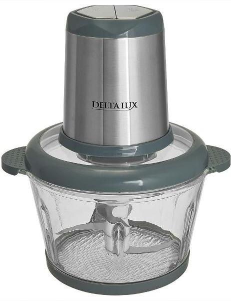 Измельчитель DELTA LUX DE-7404: стеклянная чаша 2л, 600Вт,ДВОЙНОЙ НОЖЕВОЙ БЛОК (12) фото