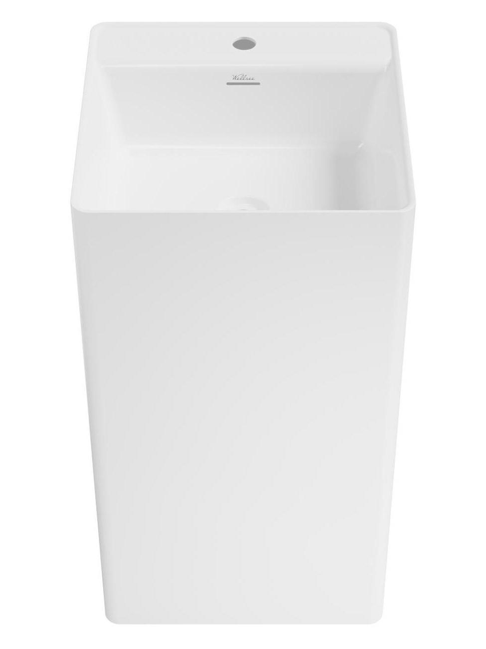 Напольная раковина для ванной Wellsee Pure BY Wellsee 230714000: отдельностоящая раковина моноблок из акрила, размер 45х45х85 см, цвет глянцевый белый