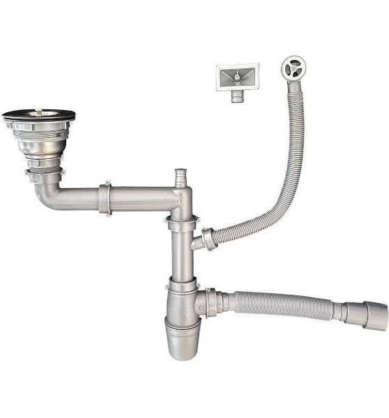 Сифон для кухонной мойки Aquanet 372024 цвет Серый фото