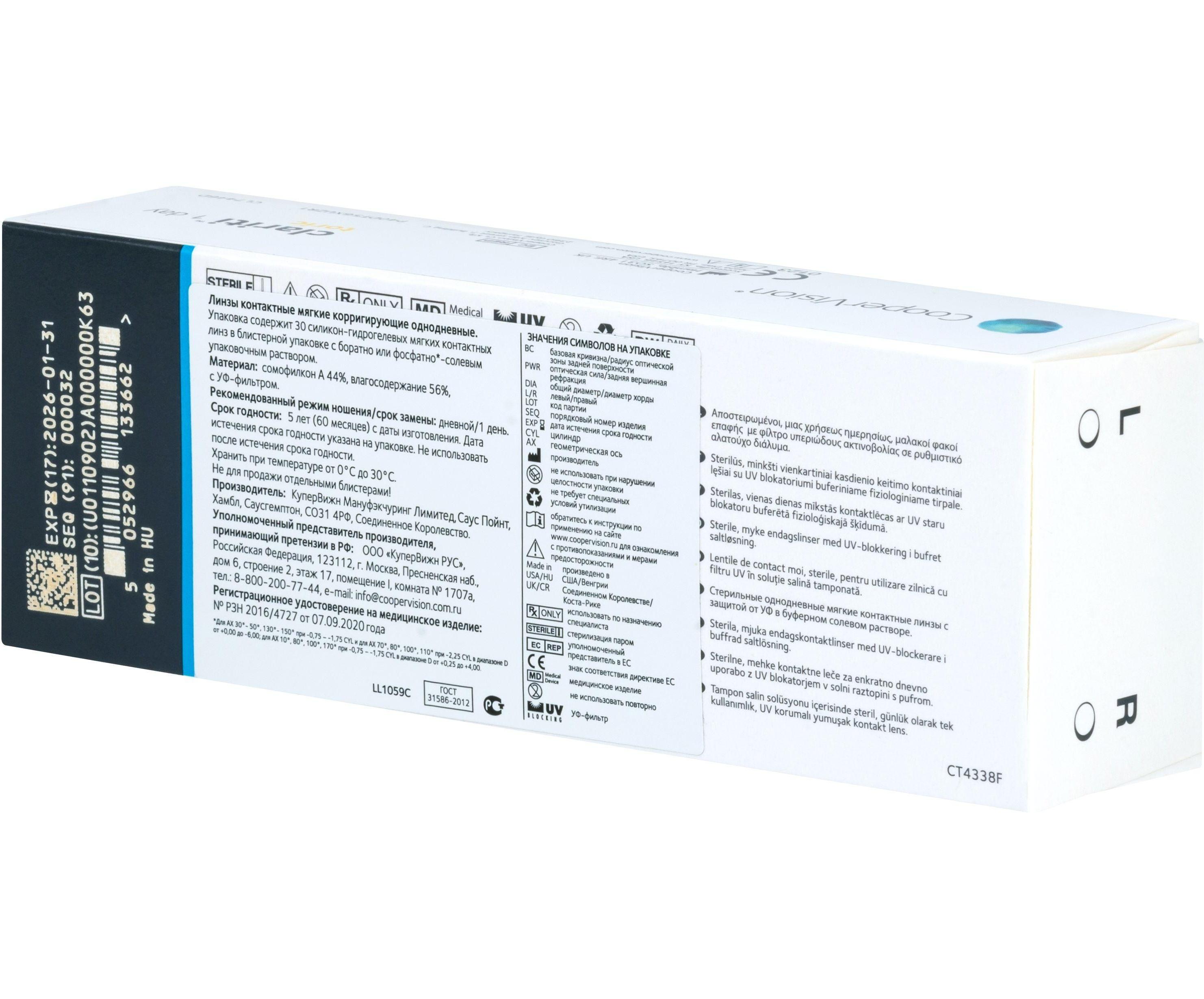 Мат CooperVision Clariti 1-day toric 2,25, 160 фото