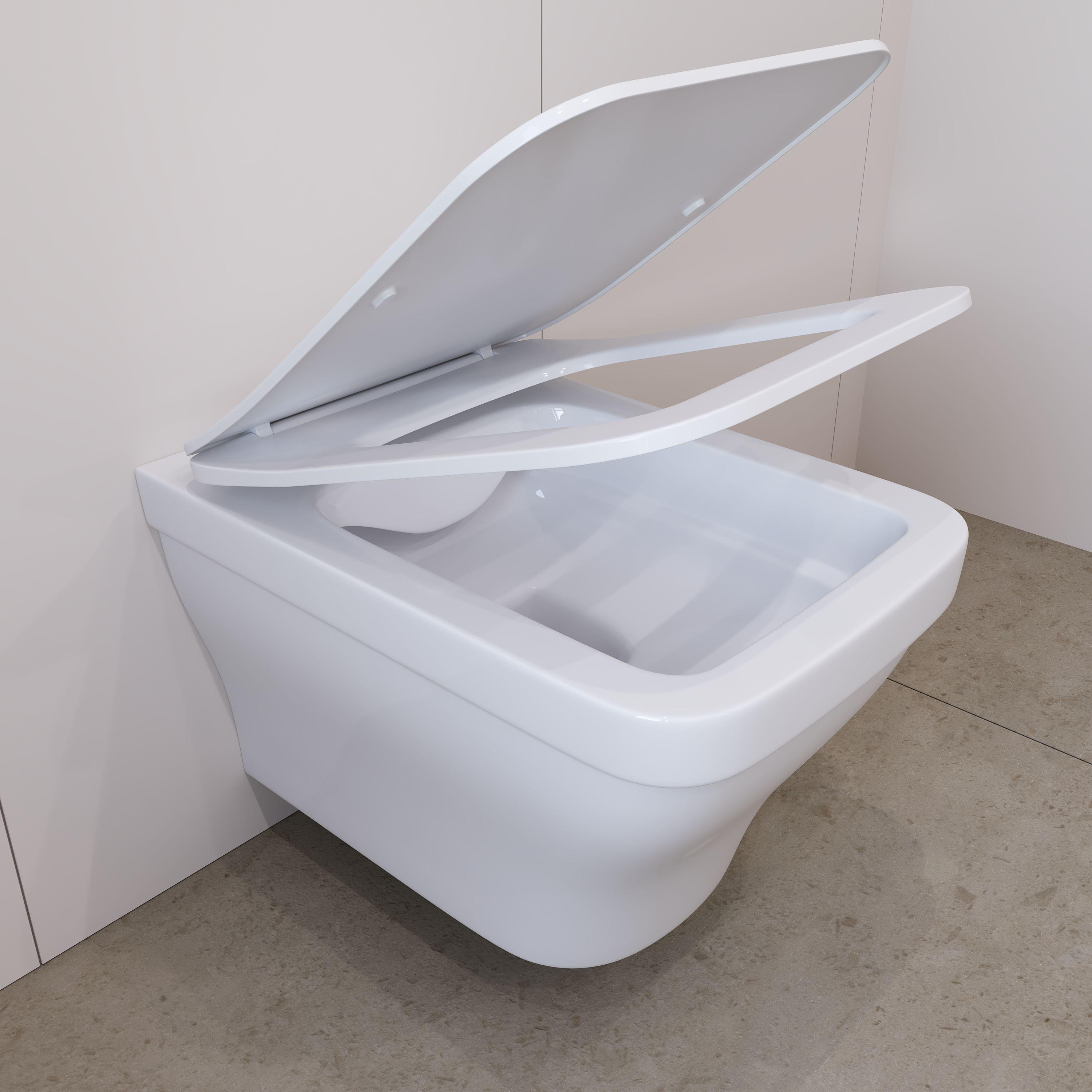 Инсталляция для унитаза GROHE Rapid SL 3 в 1 с панелью смыва Skate Cosmopolitan, белый 38772SH0 + Унитаз подвесной 520*370 безободковый, сиденье Soft-Close, белый матовый, форма квадрат с выступом фото