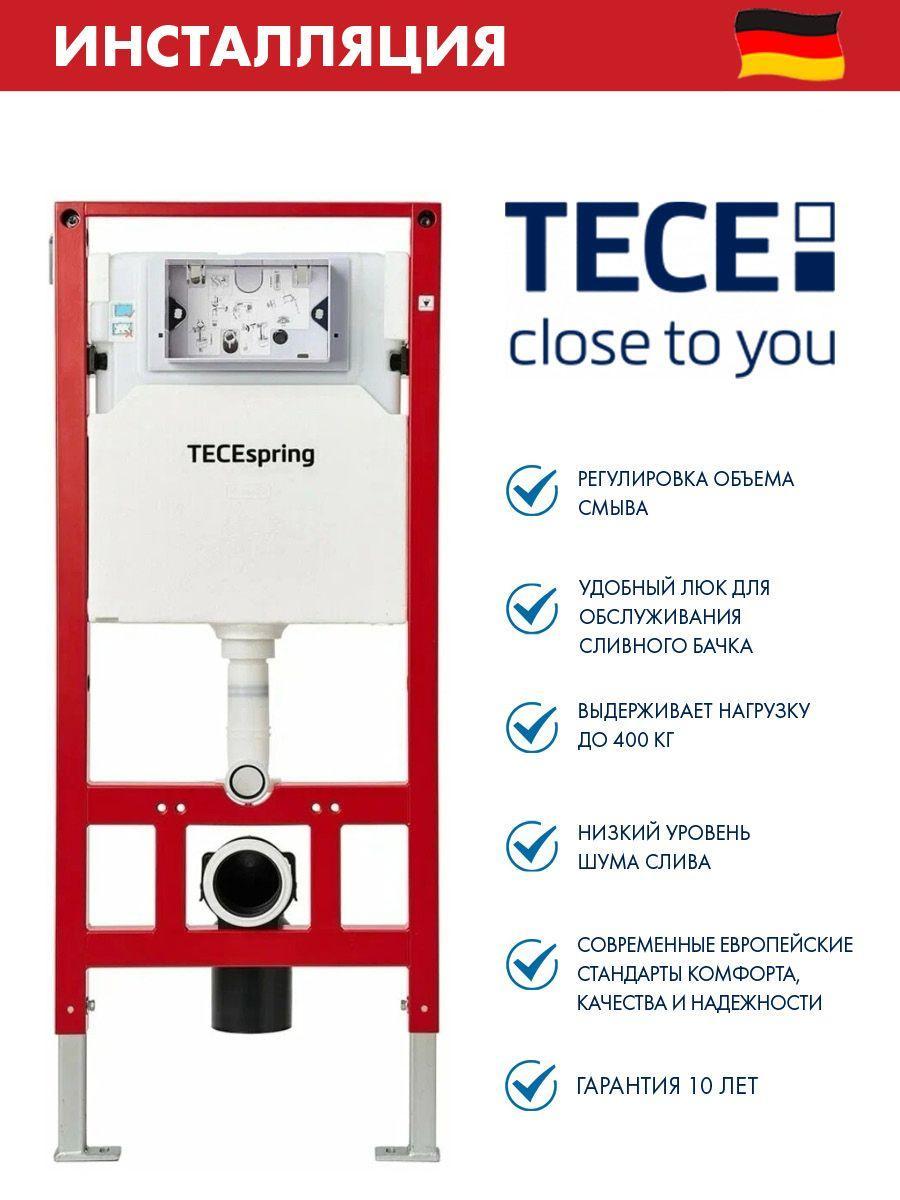 Комплект TECEspring, панель смыва с прямоугольными кнопками, черный матовый + Унитаз подвесной безободковый KERAMA MARAZZI PLAZA Modern, смыв Торнадо, сиденье с микролифтом, белый глянцевый фото