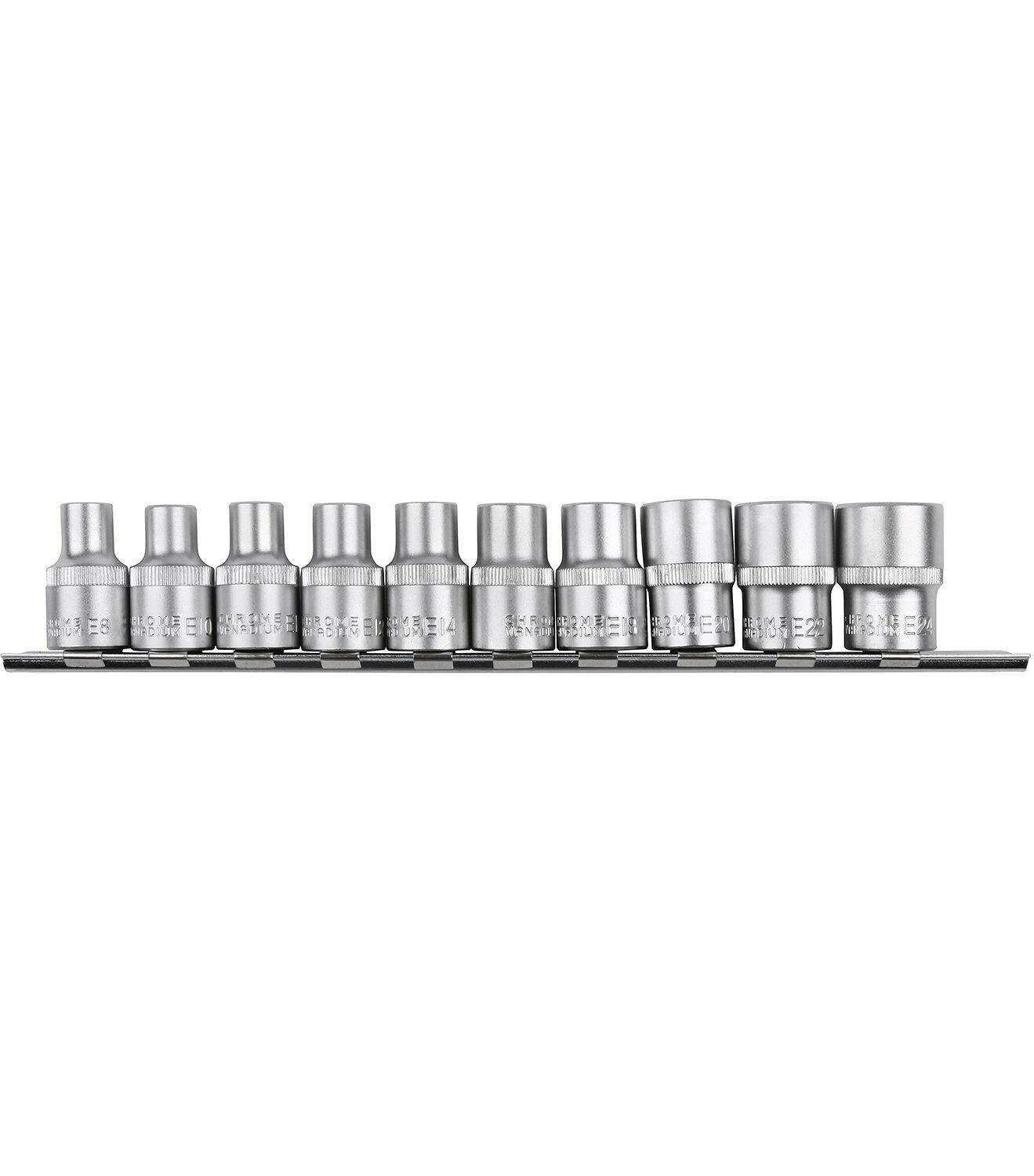 Набор головок 1/2" Е-типа Е8-Е24 10 предметов "AV Steel" фото