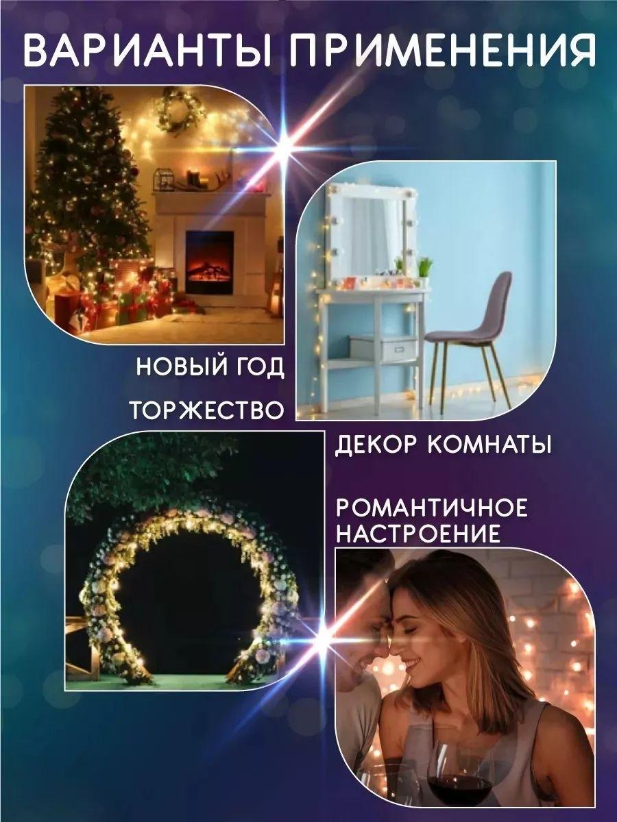 Светодиодная гирлянда Шторка 200 LED/Новогодняя гирлянда/Размер 1,8*1,8 метра фото