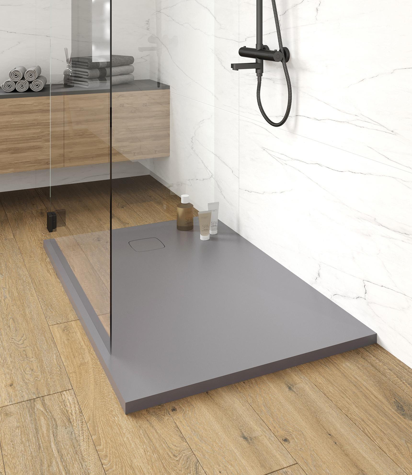 Душевой поддон из искусственного камня Starohome Cosmo 140x90 99974147 цвет Серый матовый фото
