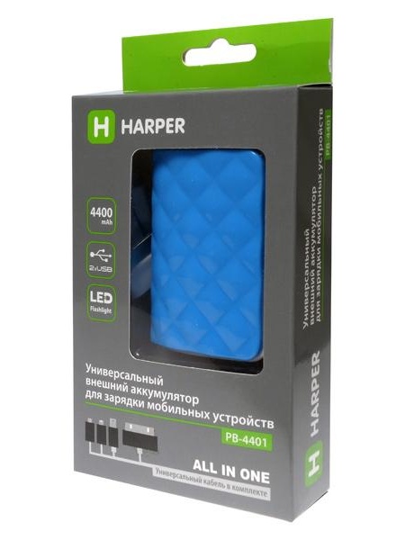 Внешний аккумулятор Harper PB-4401 Blue 4400 mAh фото