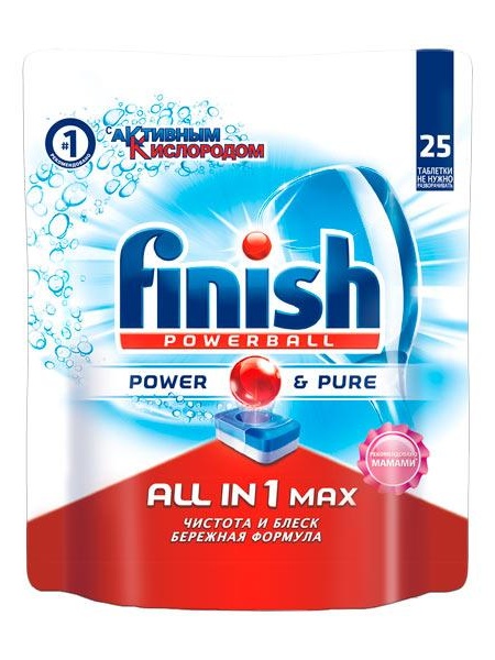 Моющее средство для посудомоечной машины Finish All in 1 Max Power Pure 25табл.