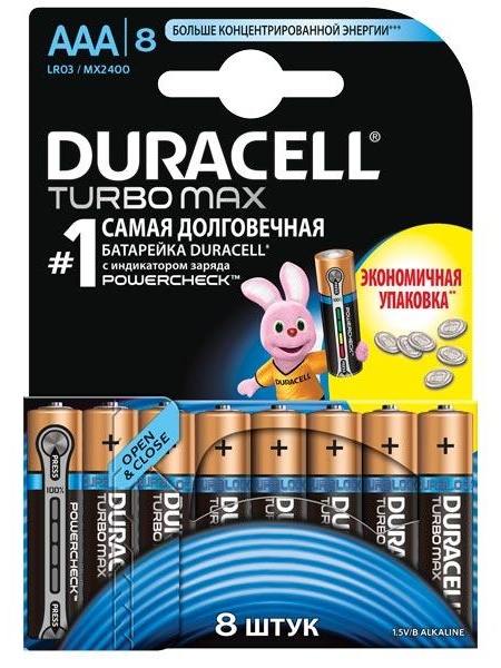 Батарея Duracell Turbo Max AAA LR03 8 шт.