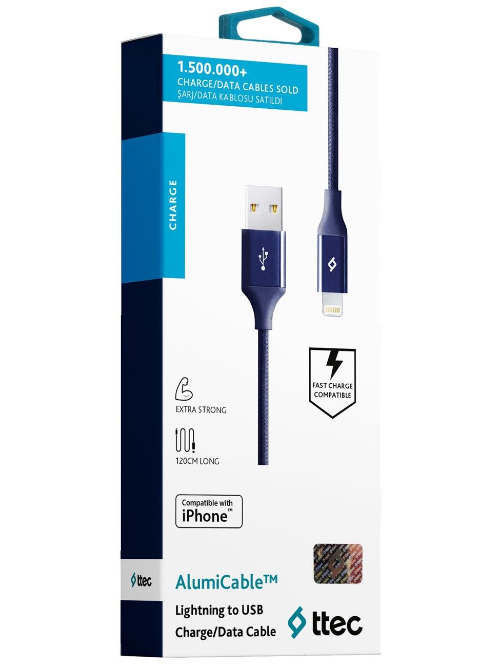 Кабель TTEC AlumiCable MFI Lightning 8pin Blue (2DKM02L) фото