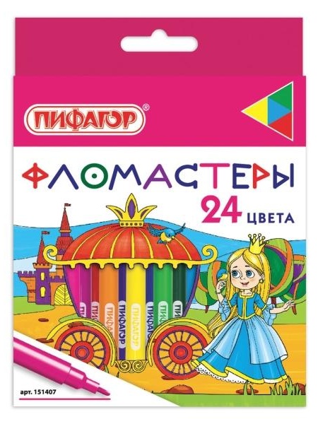 Фломастеры Пифагор Принцессы, 24 цвета (151407)