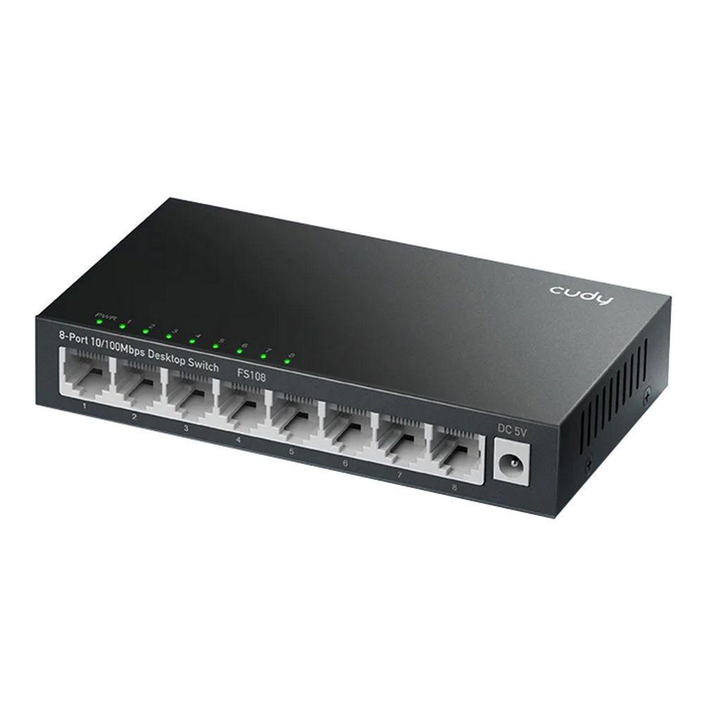 Изображение товара Коммутатор CUDY 8-Port 10/100 Mbps Metal Switch 8-Port 10/100 Mbps Desktop Switch, 8 10/100M RJ45 Ports, Loop Detection, Metal Case, Power Saving, Plug & Play, Wall-Mount